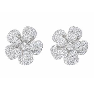 Flower Earrings | White Gold Plated | Swarovski Crystal | Women’s Bridal Jewelry